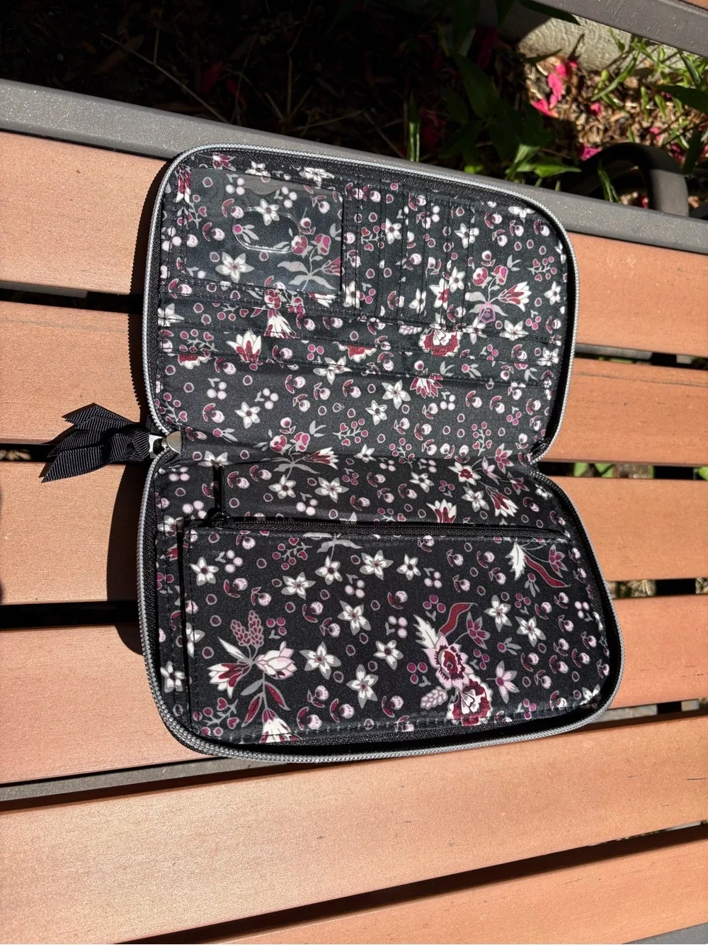 Vera Bradley Black RFID Travel Wallet in Performance Twill
